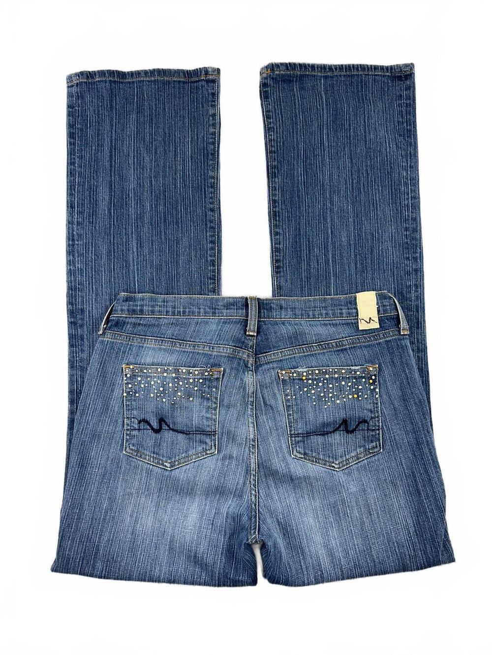 Manhattan Blue Denim Bootcut Jeans with Embellished Pockets
